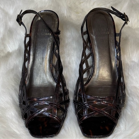 STUART WEITZMAN TORTOISE "TANGLE" PATENT SANDALS Shoes Strappy Size‎ 8 Summer - Picture 10 of 10